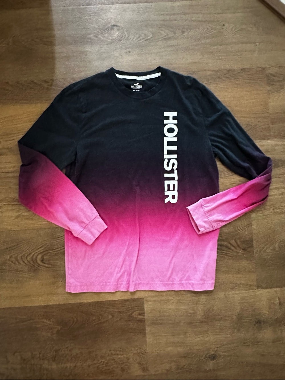 Hollister Black to Pink Ombre Long-Sleeve Tee Shirt